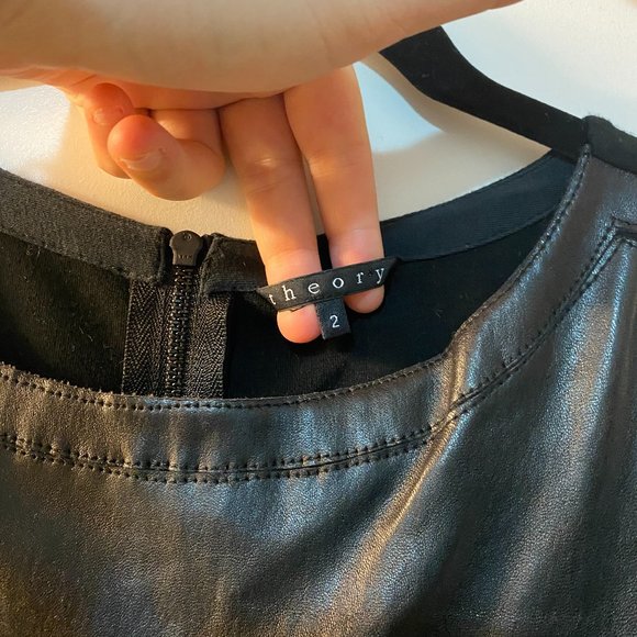 Size 2 Black and Leather Theory Dress - Picture 4 of 11